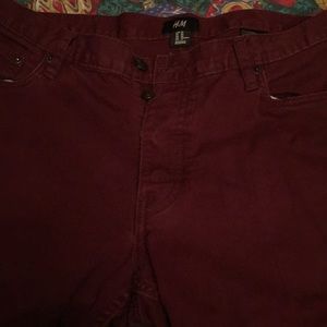 H&M burgundy slim jeans